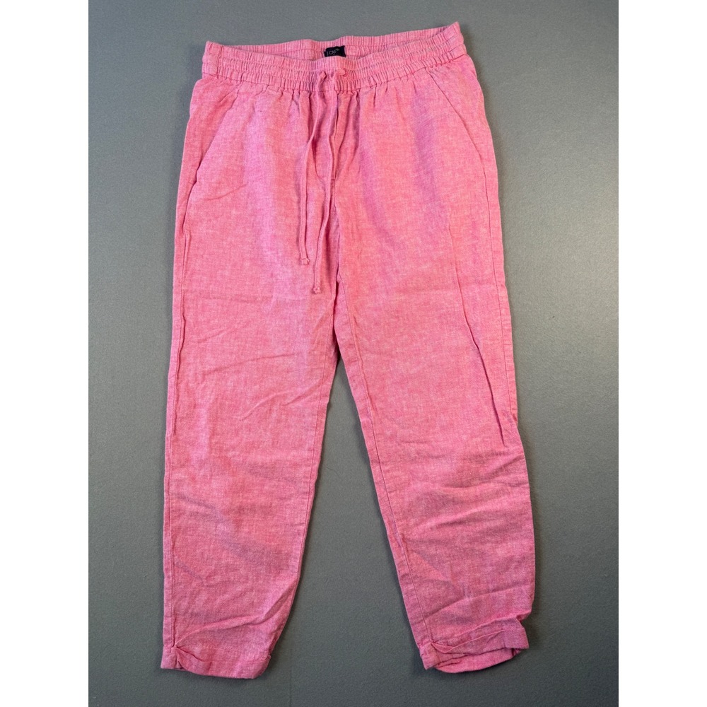 J.Crew Pink Linen‎ Cotton Blend Seaside Tapered Pants Womens 6 Drawstring Casual